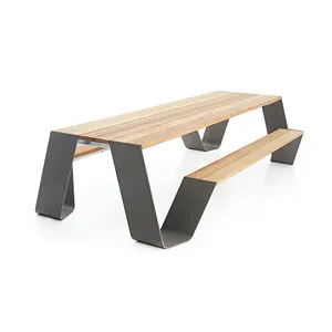 Fábrica china, venta al por mayor, muebles para exteriores, mesa de picnic, mesa de picnic de metal y juego de banco, mesa de picnic de madera