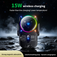 Chargeur de voiture sans fil magnétique flexible 15W, support de charge rapide universel avec lumière colorée, support de téléphone pour grille d'aération et tableau de bord