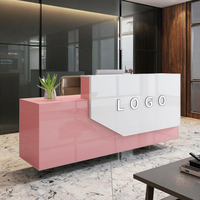Ensemble de comptoirs de réception modernes en mélamine de bois, faits à la main, extensibles, pour bureau, salon de beauté, villa, avec bordure complète