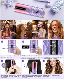 Rizador de pelo inalámbrico con rotación automática, rizador de pelo automático, Mini rizador de pelo eléctrico recargable portátil - Product Image 6