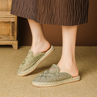 Sandales tendance d'été à bout rond, semelle plate, style pêcheur décontracté, pantoufles pour femmes