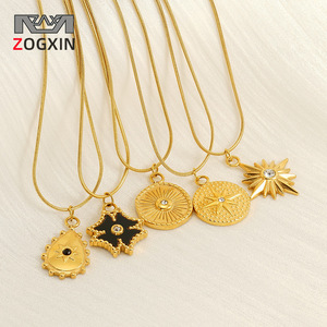 ZOGXIN Gold Plated Stainless Steel Star Pendant Necklace For Women Geometric Charm Chain Party Jewelry - Product Image 1