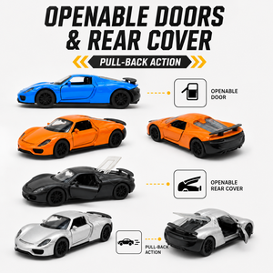 Modellino in Scala <span class=keywords><strong>1</strong></span>:36 della Supercar Mini 918 Spyder, Auto Giocattolo in Lega Pressofusa con Porte Apribili e Funzione Pull-Back - Product Image 2