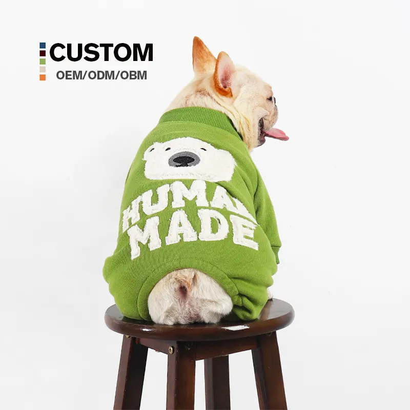 OEM invierno mascota mono algodón polar de una pieza suéter perros grueso cálido moda cremallera cachorro chaqueta abrigo Bulldogs franceses