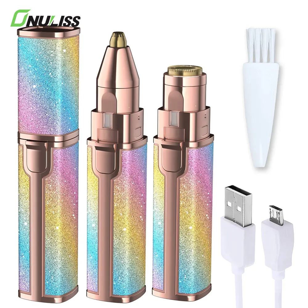 Dropshipping Lipstik Mini, Penghilang Rambut Wajah Alat Cukur Alis Mata Tanpa Sakit Pengisian Daya USB Ringan