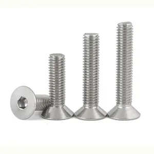 Baut Countersunk presisi 1 4 28 sekrup kepala datar M2 M3 M4 M5 M6 M8 SUS304 soket Countersunk baja tahan karat Hex