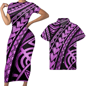 Couple Clothes for <strong>Lover</strong> Men Chiffon Shirt Match Ladies <strong>Dress</strong> Polynesian Tribal Bodycon Print <strong>Dress</strong> &amp; Men Shirt Couple <strong>Dress</strong> - Product Image 1