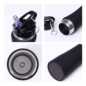 Customized Luxury Portable Gym Sports Flask Vacuum Stainless Steel Insulated Carabiner Water <b>Bottle</b> Straw for Business Gifts - Product Image 3