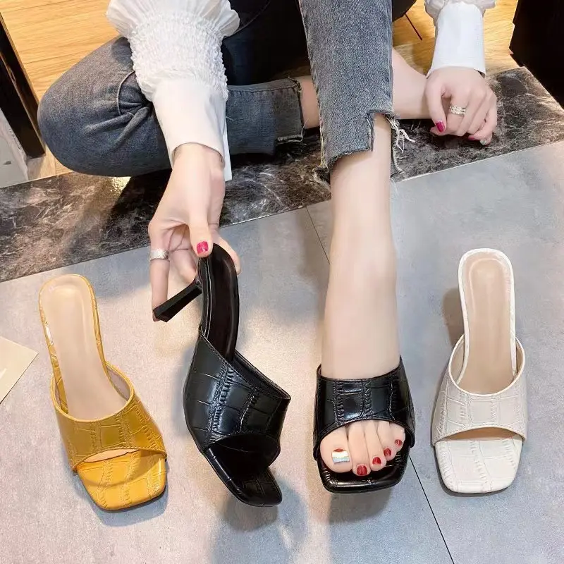 Custom PU cheap summer high heel wedge comfort sandals for women and ladies