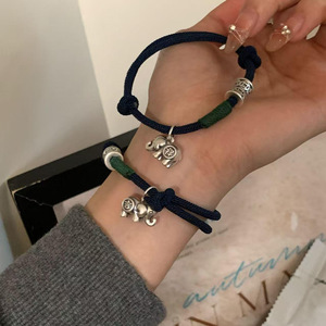999 Pure Silver <b>Elephant</b> Charm Bracelet Unisex Everyday Wear Jewelry Animal Design Chinese Style Couple <b>Gift</b> - Product Image 5