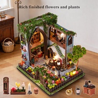 Nouvelle maison de poupée miniature en bois à construire soi-même, pavillon de jardin architectural, modèle de puzzle 3D avec boîte à musique, jouets pour enfants