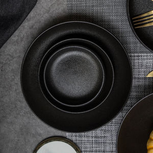Piatto Rotondo <span class=keywords><strong>in</strong></span> Gres Effetto <span class=keywords><strong>Ghisa</strong></span> Nero per Ristoranti, Hotel e Casa <span class=keywords><strong>in</strong></span> Stile Giapponese - Product Image 4