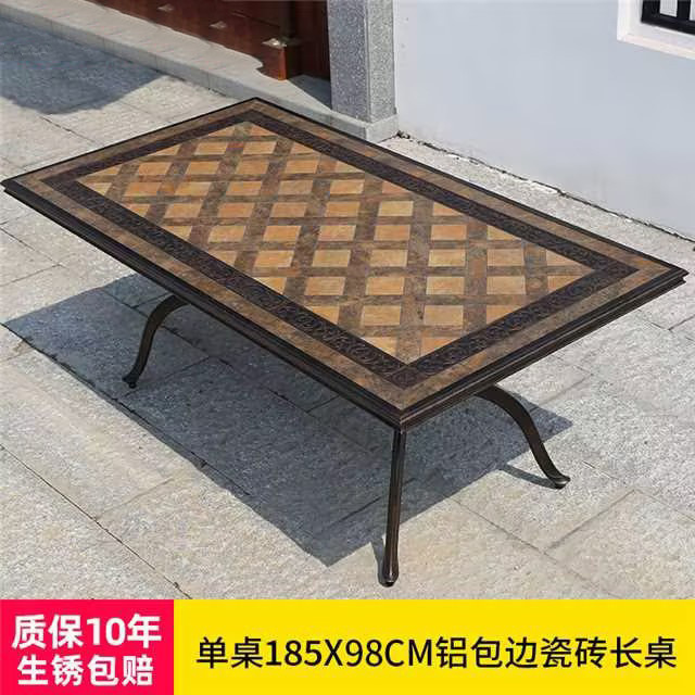 โต๊ะยาวกระเบื้องเซรามิคขอบอะลูมิเนียมขนาด185*98ซม.
