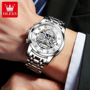 Drop Shipping OLEVS 6721 Skeleton Men's Automatic Mechanical Watch Waterproof Weekly Calendar Original wristwatch Luminous Watch - Product Image 6