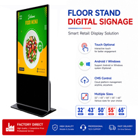 Pantalla Digital Publicitaria LCD con Soporte de Piso, Android 4K UHD, 32, 43, 55 Pulgadas, para Promoción en Centros Comerciales