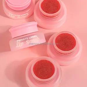 립 스크럽 도매 맞춤형 개인 라벨 비건 귀여운 설탕 딸기 입술 관리 핑크 방수 크림 립 스크럽