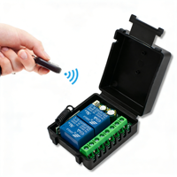 Remote Control RF 433MHz DC 12V 24V 220V 2CH Relay Receiver untuk Pintu Garasi Universal, Lampu LED, Kipas, Motor, Transmisi Sinyal