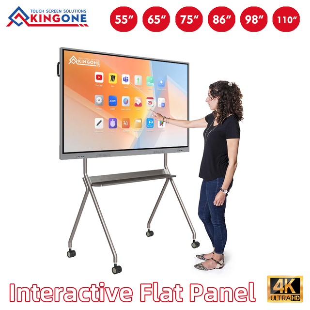 4K All-In-One Interactive Flat Panel Touch Monitor Aluminum Alloy Frame Digital Smart Whiteboard for Conferences
