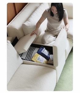 للبيع بالجملة على الطراز الاسكندنافي طقم غرفة معيشة مزدوجة كريمي أبيض وأسود قماش أريكة بمقعدين لغرفة المعيشة - Product Image 4