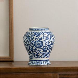Blue White Underglaze Vintage Style Ceramic Vase for Dining Table Office Living Room Dried Fresh Flower Display - Product Image 6