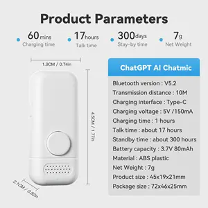 OEM/ODM AI Product Portable Lightweight Smart Voice Text Input Translators Languages Recorder Microphone With Chatgpt