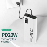 Dernier modèle de batterie externe à charge ultra-rapide 22,5 W avec sortie Type C, capacité réelle de 20 000 mAh, affichage numérique, Micro USB, PD