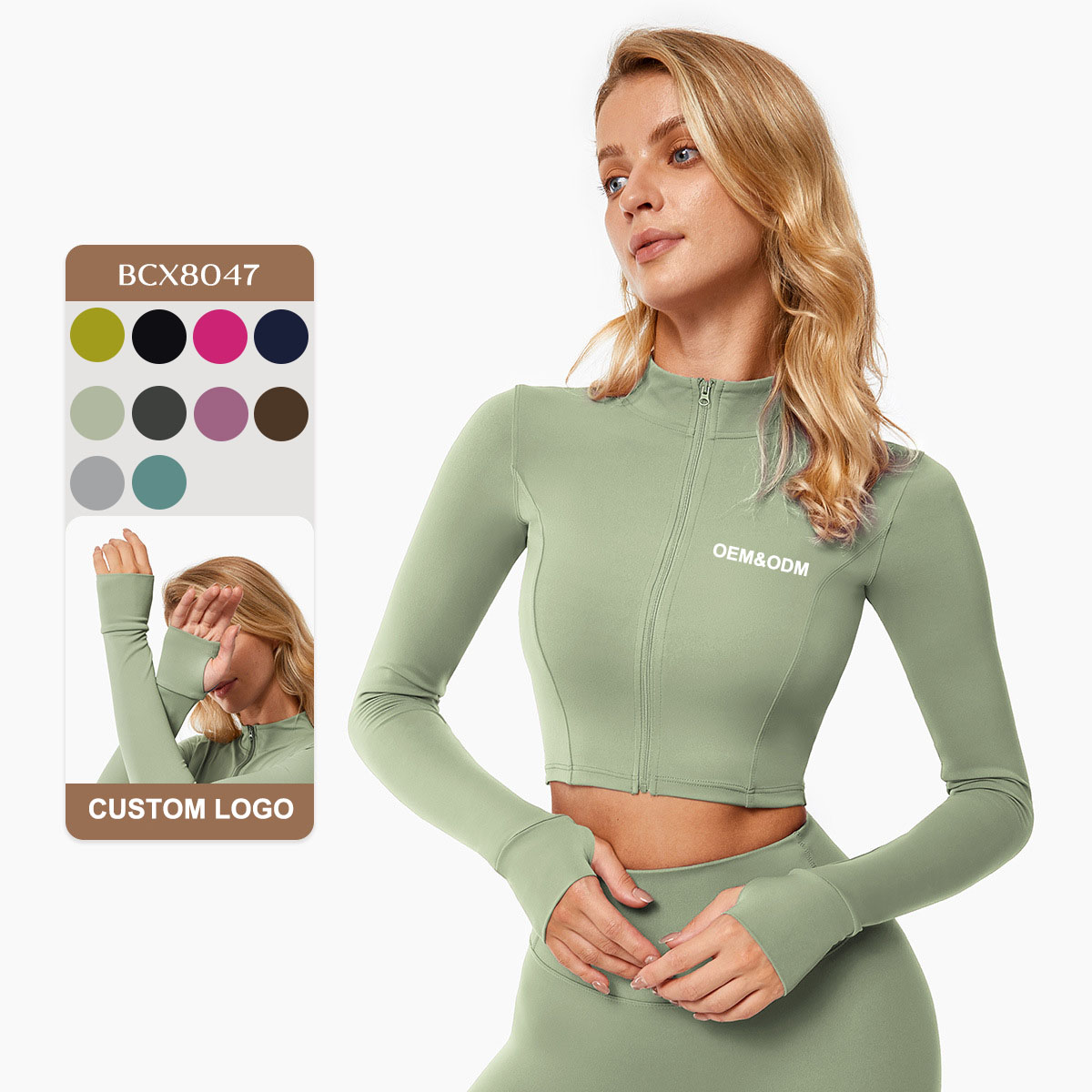 Women's Custom High Neck Zipper Half Zip Design Gym Active Yoga Jacket Sports Outdoor Top with Seamless Feature