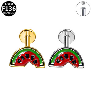 Piercing d'oreille en titane G23 pour femme, motif fraise, bijou de mode pour usage quotidien - Product Image 4