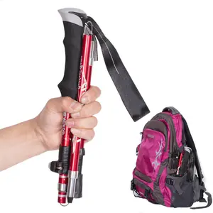 YWSU-005 5节铝制登山杖折叠轻质柔性可调户外徒步旅行杆手杖