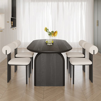 Tables de salle à manger minimalistes modernes en bois Ensemble ovale de table à manger en bois massif avec 4 6 chaises pour meubles d'hôtel, de maison et de restaurant
