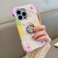 Étui de téléphone avec béquille Offre Spéciale avec logo pour iPhone 13 12 11 15 Pro Max porte-anneau en métal pour doigt de prévention des chutes