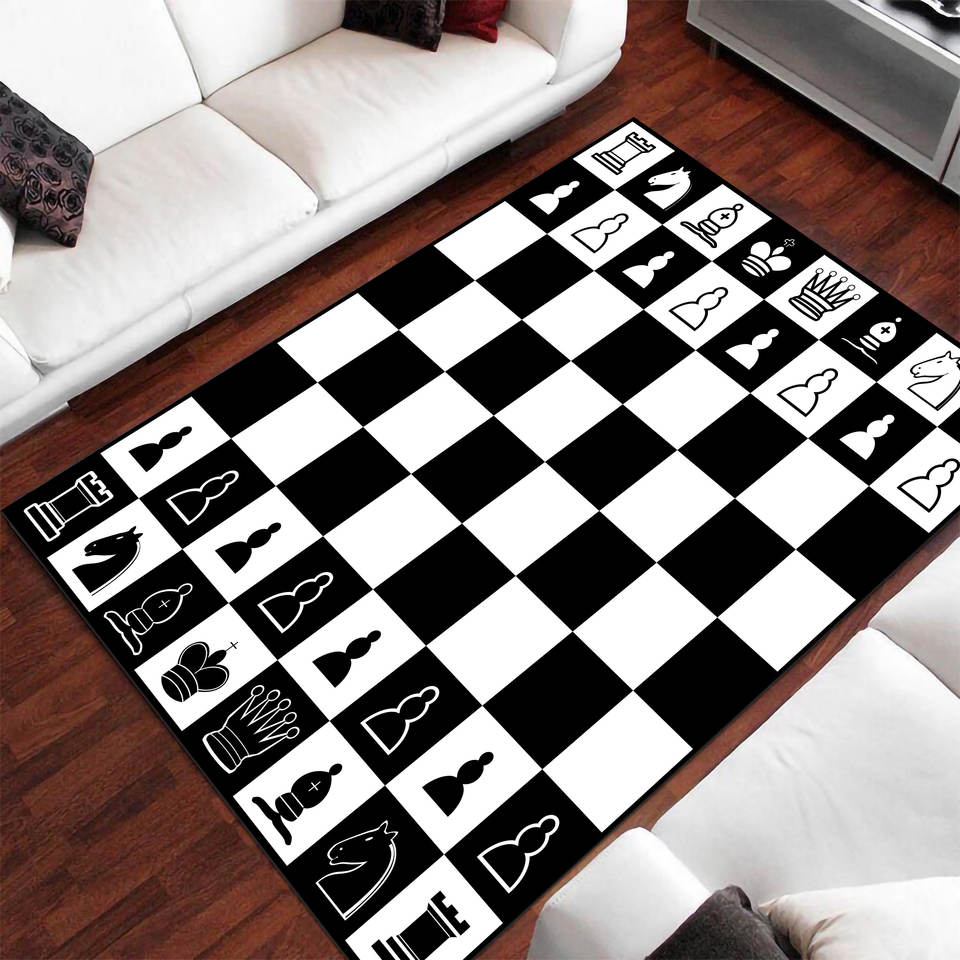 Modern Chess Set With Board Rug Vivid Color Printed Home Carpets Rugs ...