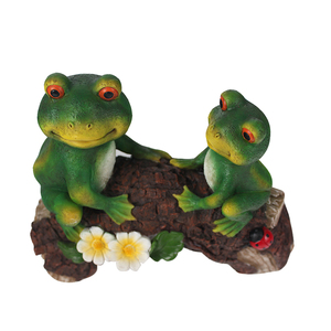 Estatua de resina de rana verde para jardín, escultura de Animal para Patio, arte y adornos de césped, Rana sentado en madera - Product Image 5