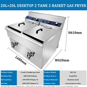 Truy cập hàng đầu gas Nồi chiên sâu với Temp dầu tap tự động khoai tây chiên công suất lớn chiên Máy 20L + 20L Tank Fryer với dầu tap - Product Image 2