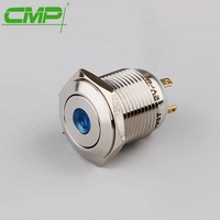 Bouton poussoir métallique étanche CMP 16 mm SPST LED 5V à actionnement momentané avec certification TUV CE