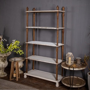 Scaffale d'angolo in legno fatto a mano in legno <span class=keywords><strong>con</strong></span> struttura in legno rustico, scaffale organizzatore - Product Image 1