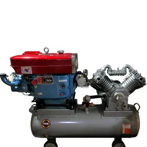 Yibang Diesel Aangedreven Luchtcompressor 10 Hp10hp 900l/Min 16bar Met 200l Tank Motor Motorolie Power Pomp