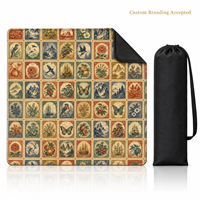 Tapis de mahjong à motif d'oiseaux, sans règles, 31,5x31,5 pouces, tissu de mahjong, tapis pour tuiles de mahjong, tapis de poker, tapis de jeu de mahjong, sac de rangement