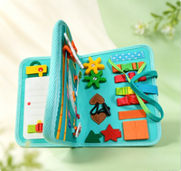 Livre en feutre pour tout-petits, livre silencieux sur le thème de la ferme, livre d'activités en feutre bleu, facile à transporter, jouets pour enfants