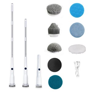 Electric Spin Scrubber Cleaning Brush with Telescopic <b>Handle</b> 6 Replaceable Heads for Household Floor Bathroom Use - Product Image 1