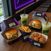 Boîte en papier jetable personnalisée avec logo pour emballage de repas (hamburger, poulet frit, frites) – Fabricant de contenants à emporter pour marques de livraison