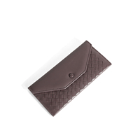 Dompet Amplop Kulit Domba Kompak dengan Kantong Resleting Belakang, Dompet Klasik dengan Kancing, Pemasok