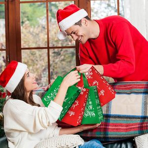 Tùy Chỉnh Đảng Tái Sử Dụng Giáng Sinh Không Dệt Màu Đỏ Màu Xanh Lá Cây Bông Tuyết Tote Ins Quà Tặng Mua Sắm Túi Tay Cho Hàng Ngày - Product Image 5