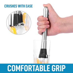 Muddler de acero inoxidable para cócteles con cabeza de nailon acanalada, herramientas profesionales de barra, mezcla de bebidas Mojito Pilon Pour Les Fruits - Product Image 3