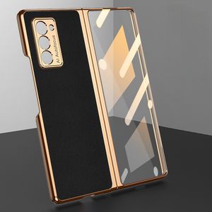 เคสโทรศัพท์มือถือพับได้สำหรับ <span class=keywords><strong>Samsung</strong></span> <span class=keywords><strong>ZFold2</strong></span>, เคสกระจกเทมเปอร์รวมทั้งหมดป้องกันการตกและฝาครอบหนังสุดสร้างสรรค์ - Product Image 2