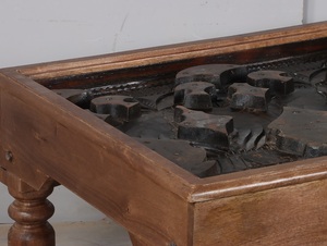 Table basse en bois de style rustique, table centrale en bois massif pour salon, meubles pour l'intérieur de la maison, appartement et hôtel - Product Image 5