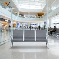 Banc d'attente triple moderne en PU pour aéroport, 3 places, avec structure métallique, idéal pour hôpital, gare, centre commercial et extérieur