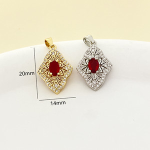 Collier Pendentif Fin Géométrique avec Rubis Sertis Clos, Unisexe, Usage Quotidien, Origine Yiwu XL087 - Product Image 4