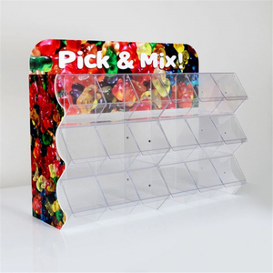 Custom Acrylic candy box 18 Bins acrylic candy bins for retail store