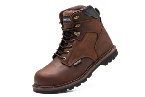 Bottes de travail en cuir de vachette vintage faites à la main avec protection d'été pour hommes à bout en acier élégant pour les saisons d'hiver et d'automne - Product Image 2